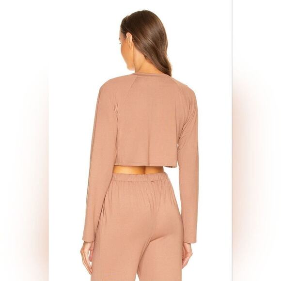 Nwt Privacy Please Lounge Camille Crop Long sleeve Top in Tan size M - Picture 5 of 7